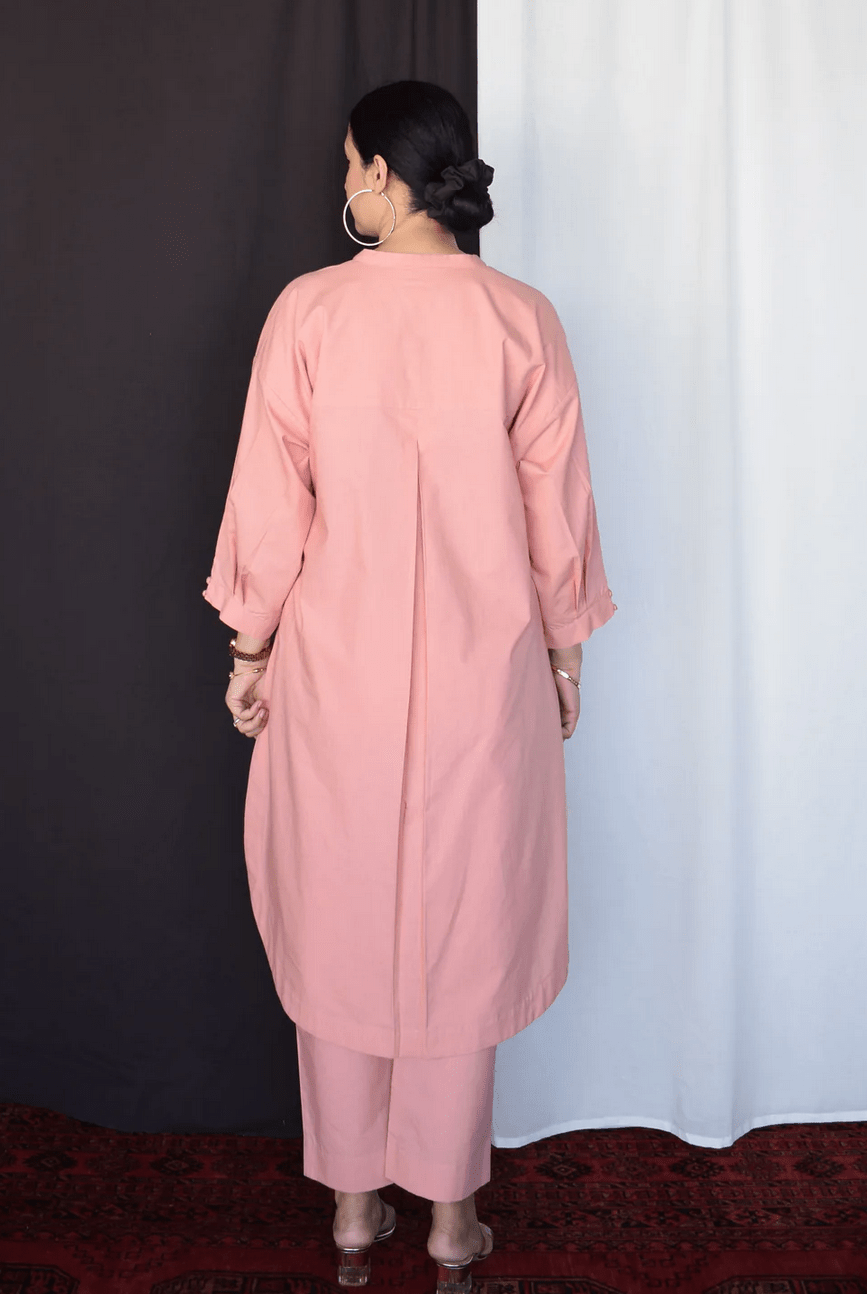 Coffee Pink Anti - fit Kurta with Placket - CiceroniKurta, Everyday WearHouse of Moxa
