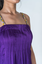 Color - Blocked Braided Sleeveless Purple Maxi Dress - CiceroniDressesNeora