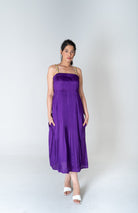 Color - Blocked Braided Sleeveless Purple Maxi Dress - CiceroniDressesNeora