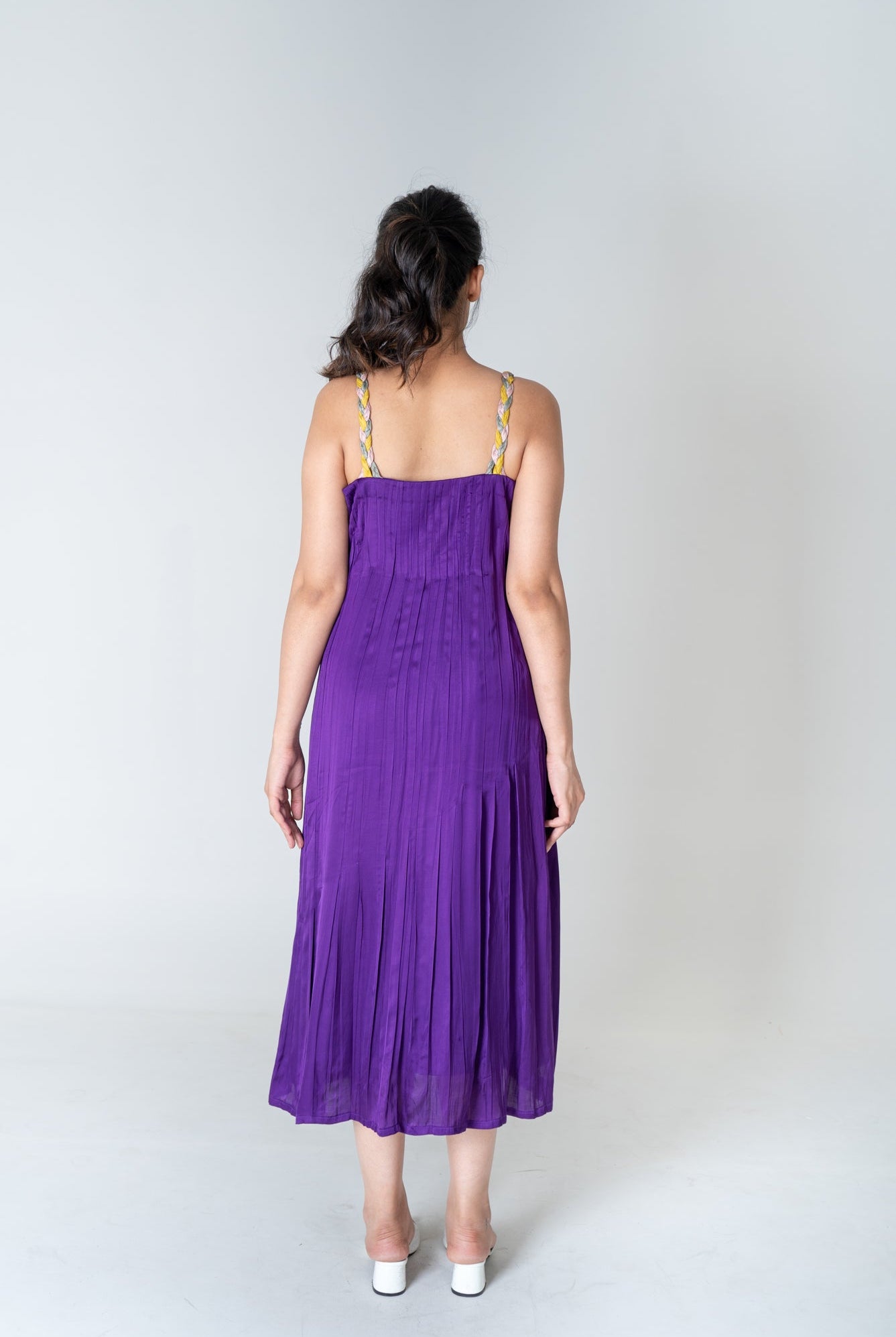 Color - Blocked Braided Sleeveless Purple Maxi Dress - CiceroniDressesNeora
