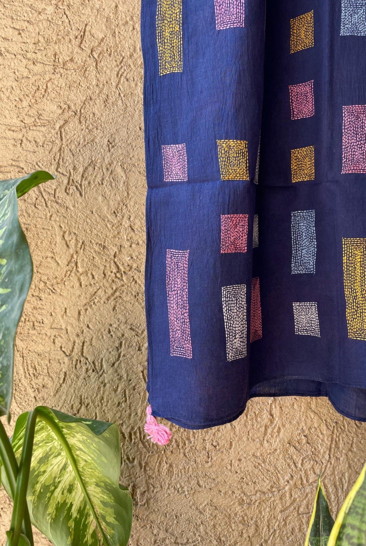 Colour Block Stole- Indigo - CiceroniStoleIra