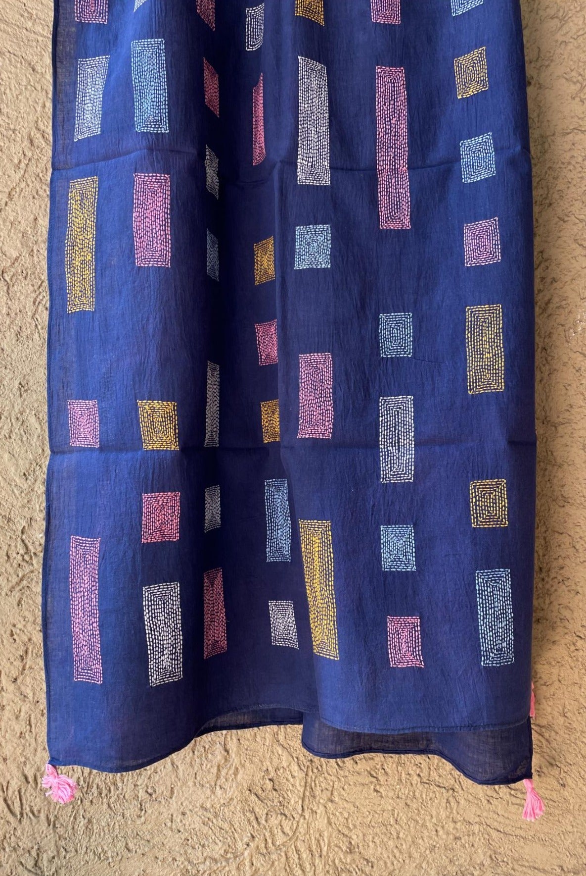 Colour Block Stole- Indigo - CiceroniStoleIra