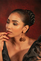 Contemporary Earring with Spiral Hook and Round Motif - CiceroniEarringsAarika