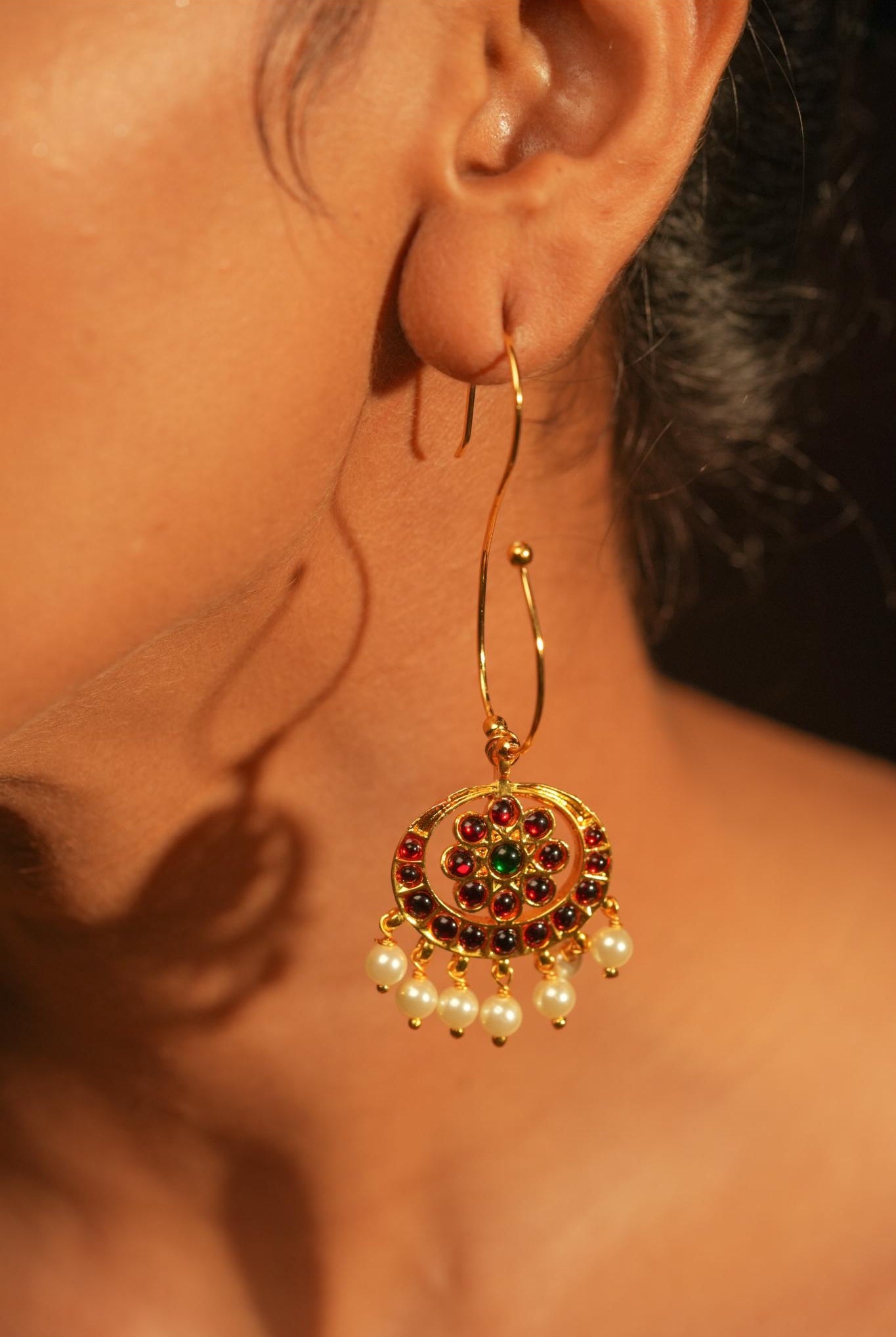 Contemporary Earrings with S-hook and Pearl Motif - CiceroniEarringsAarika