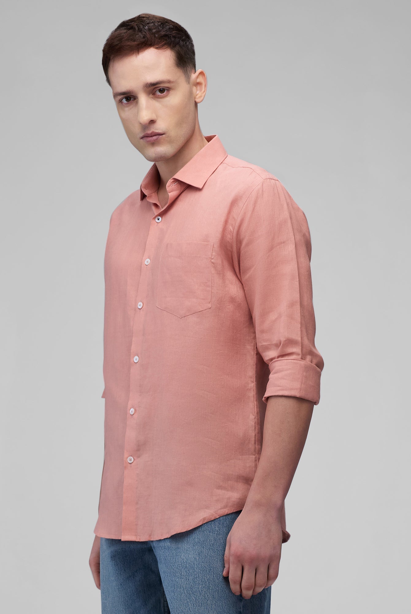 Coral Peach 100% Linen Classic Shirt - CiceroniMen Shirtsbhrāta