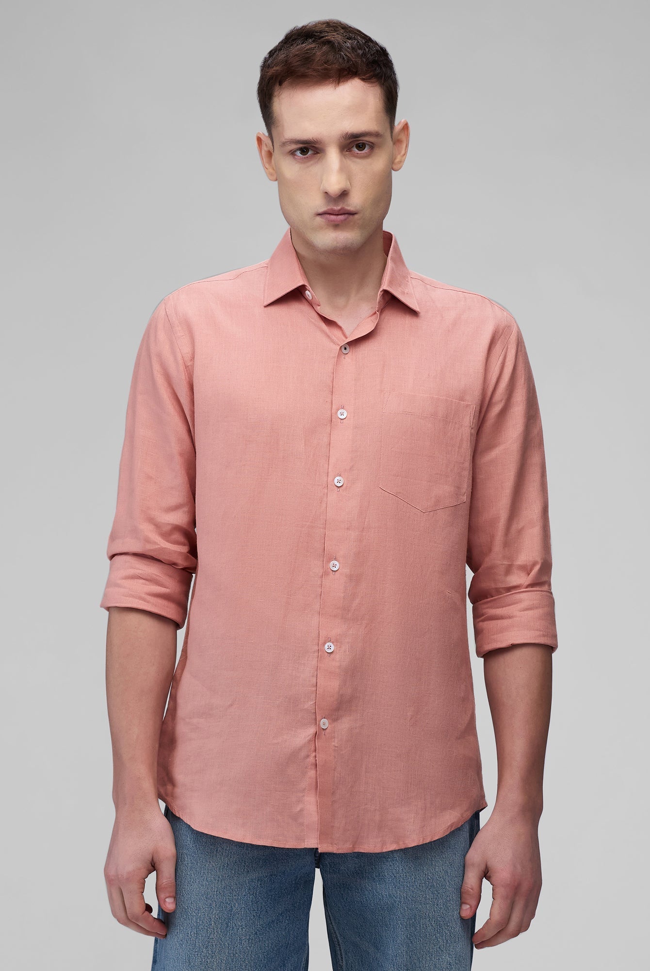 Coral Peach 100% Linen Classic Shirt - CiceroniMen Shirtsbhrāta