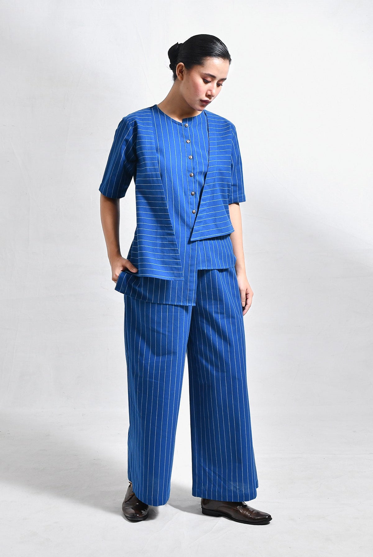 Cotton Stripes Asymmetrical Co - ord (Set of 2) - CiceroniCo - ord SetHiranya