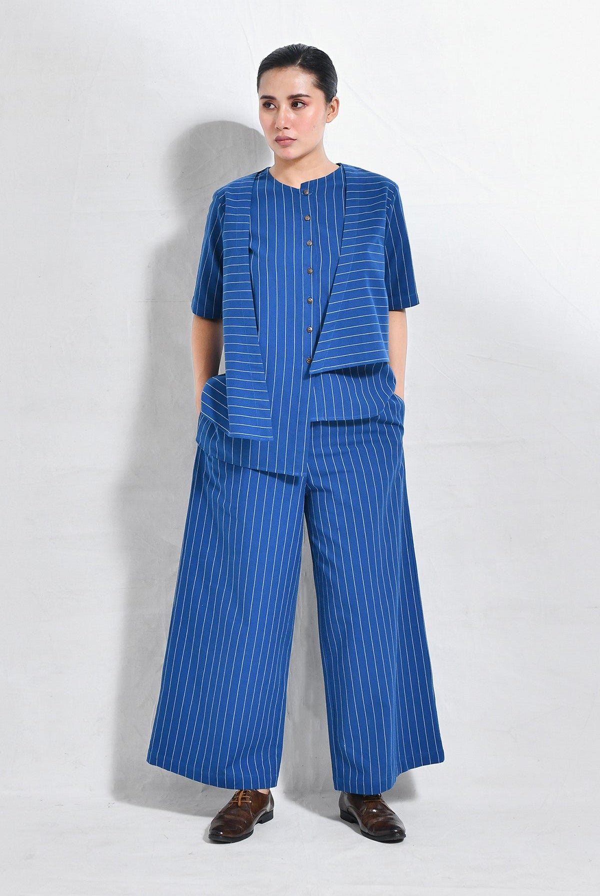 Cotton Stripes Asymmetrical Co - ord (Set of 2) - CiceroniCo - ord SetHiranya