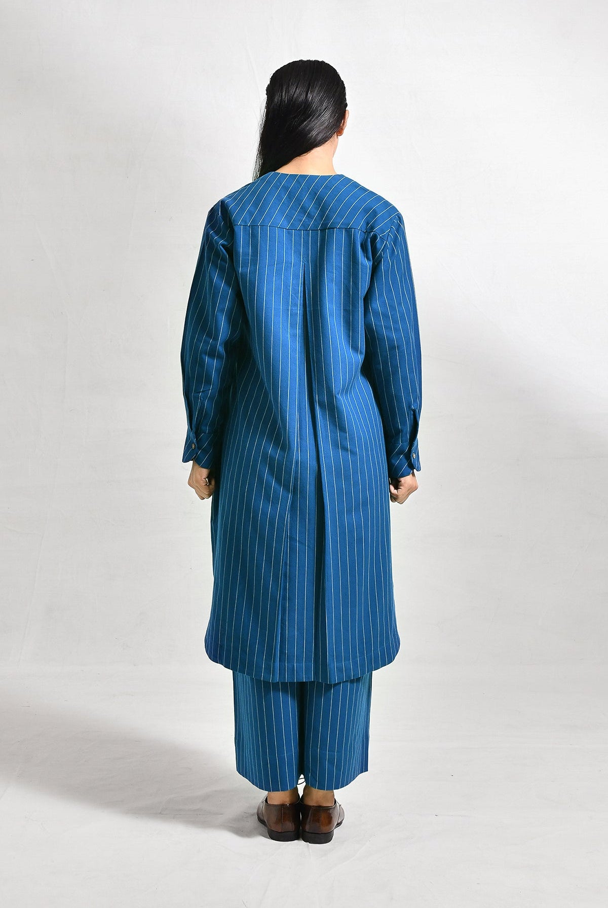 Cotton Stripes Box Pleat Co - ord (Set of 2) - CiceroniKurta Set, Everyday WearHiranya