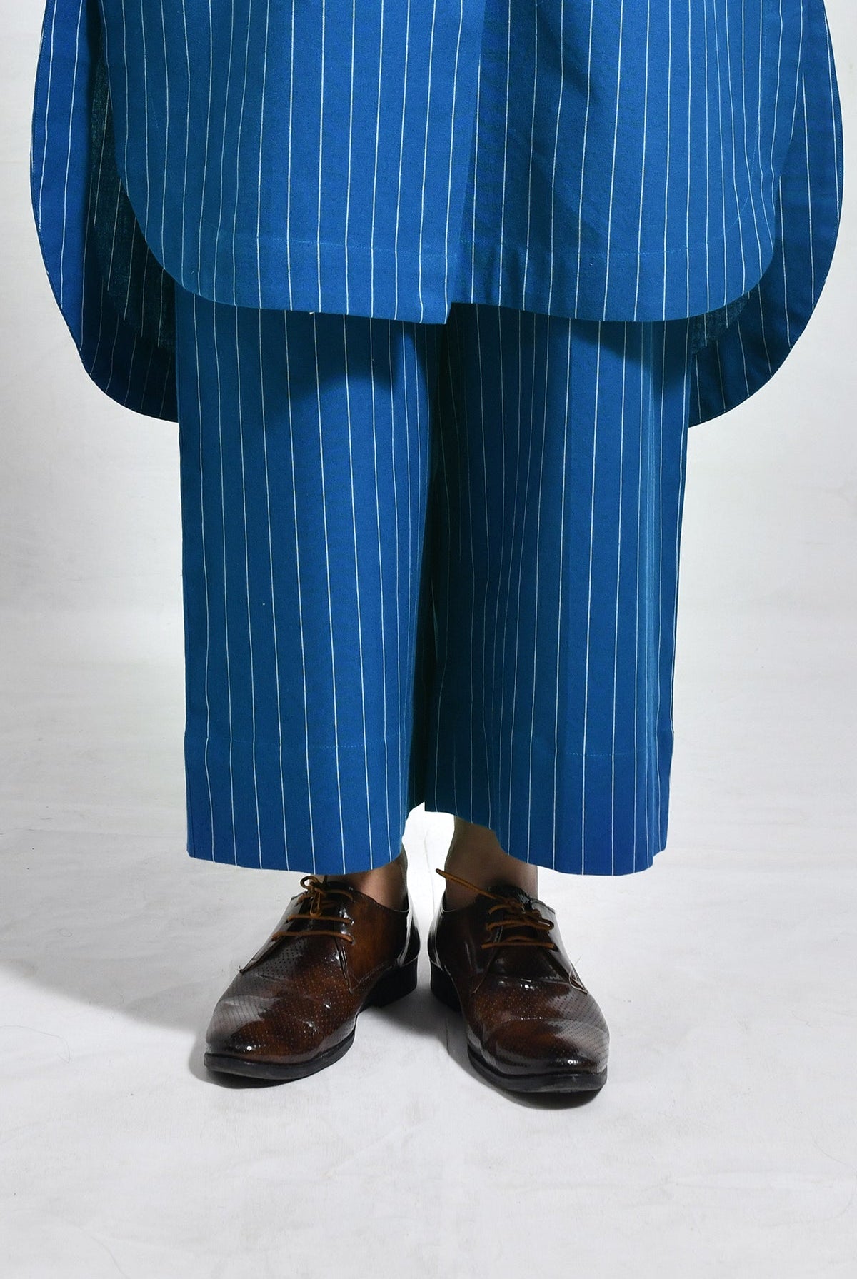 Cotton Stripes Box Pleat Co - ord (Set of 2) - CiceroniKurta Set, Everyday WearHiranya