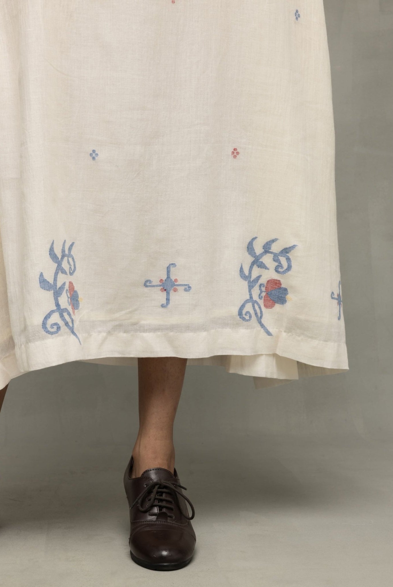 Cream Bela Buta Pure Cotton Jamdani Dress - CiceroniDressesSutra Art of Clothing