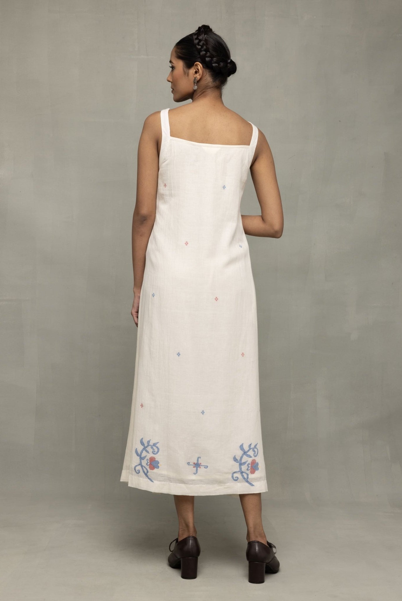 Cream Bela Buta Pure Cotton Jamdani Dress - CiceroniDressesSutra Art of Clothing