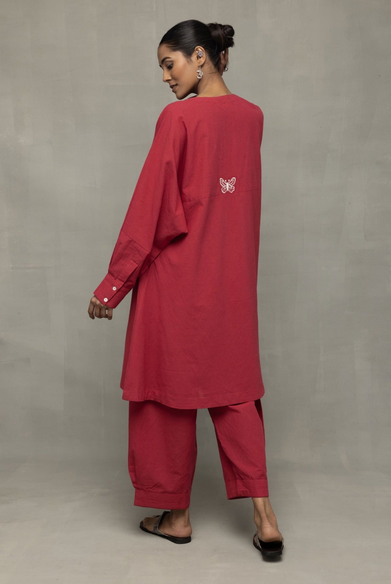 Crimson Pink Kala Cotton Oversized Co - ord Set - CiceroniKurta Set, Everyday WearSutra Art of Clothing
