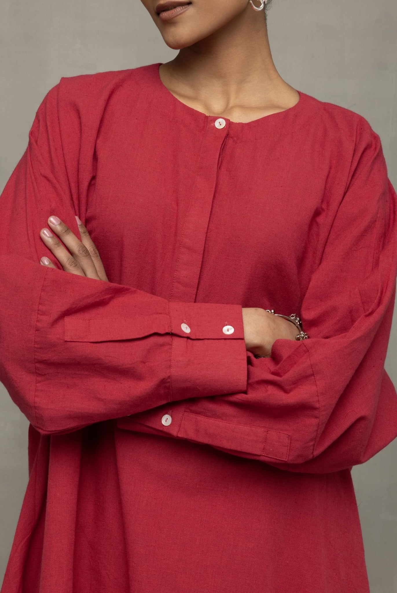 Crimson Pink Kala Cotton Oversized Co - ord Set - CiceroniKurta Set, Everyday WearSutra Art of Clothing