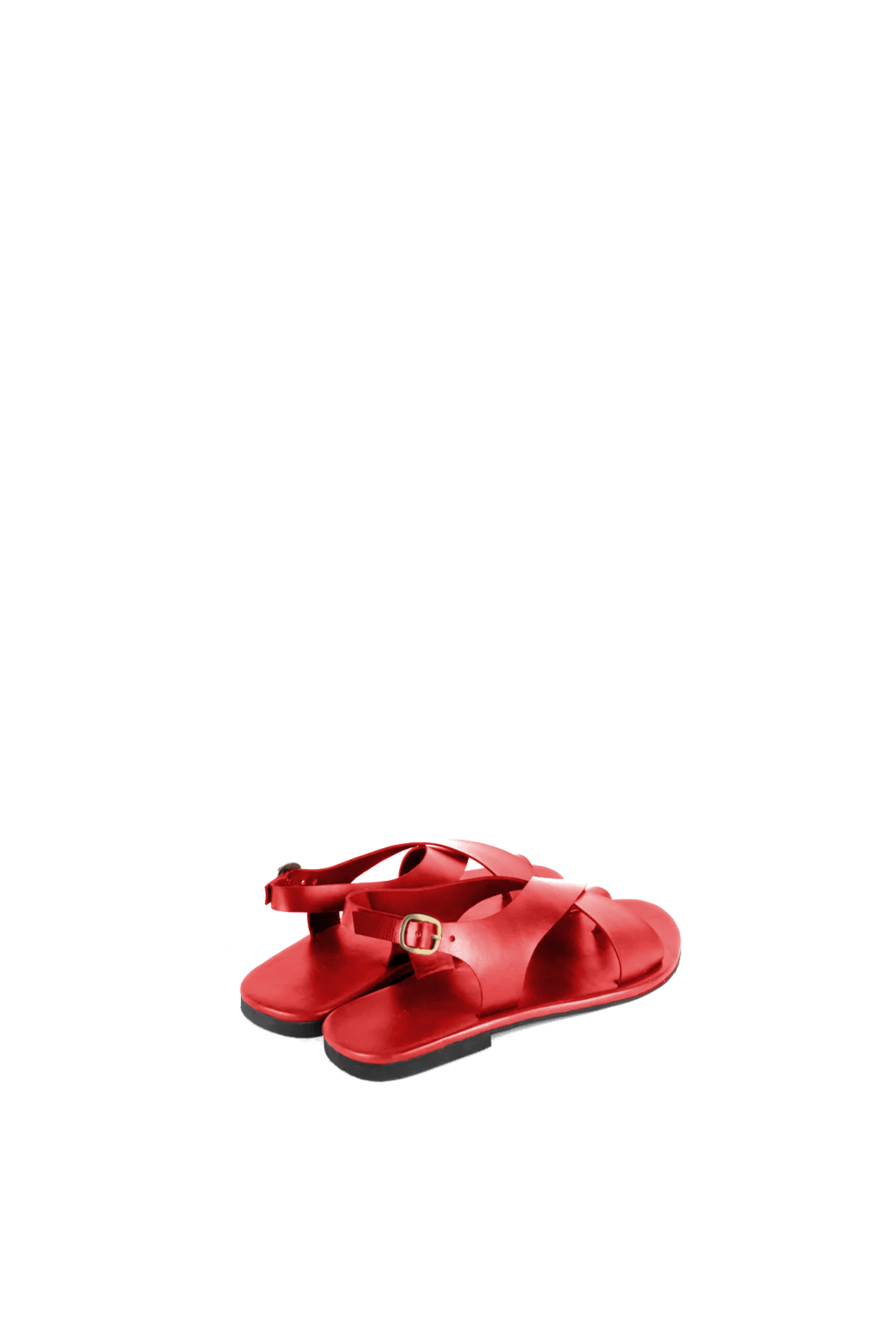 Crossover Strap Leather Women's Sandals - Cherry Red - CiceroniSandalsSlomotion