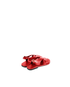 Crossover Strap Leather Women's Sandals - Cherry Red - CiceroniSandalsSlomotion