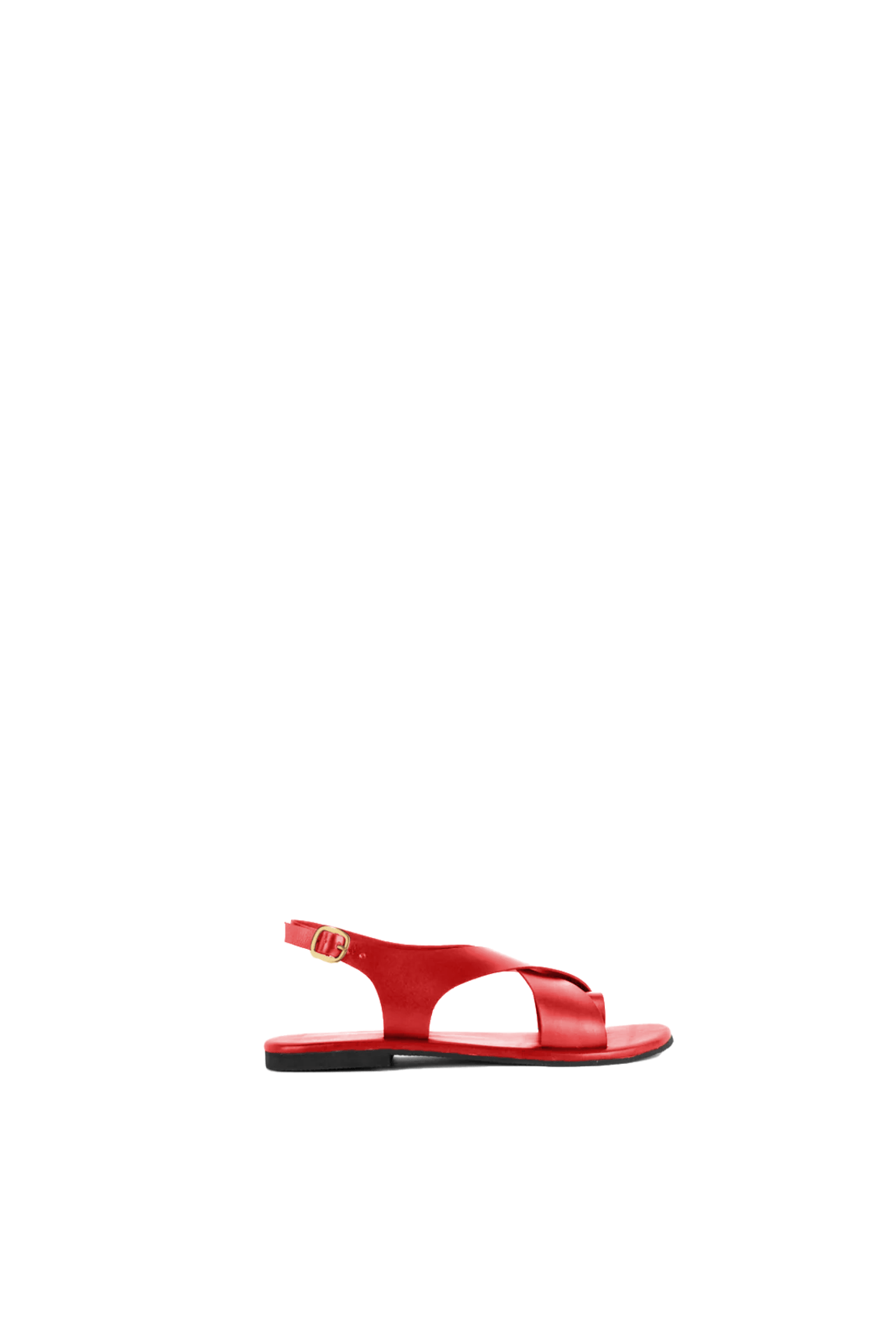 Crossover Strap Leather Women's Sandals - Cherry Red - CiceroniSandalsSlomotion