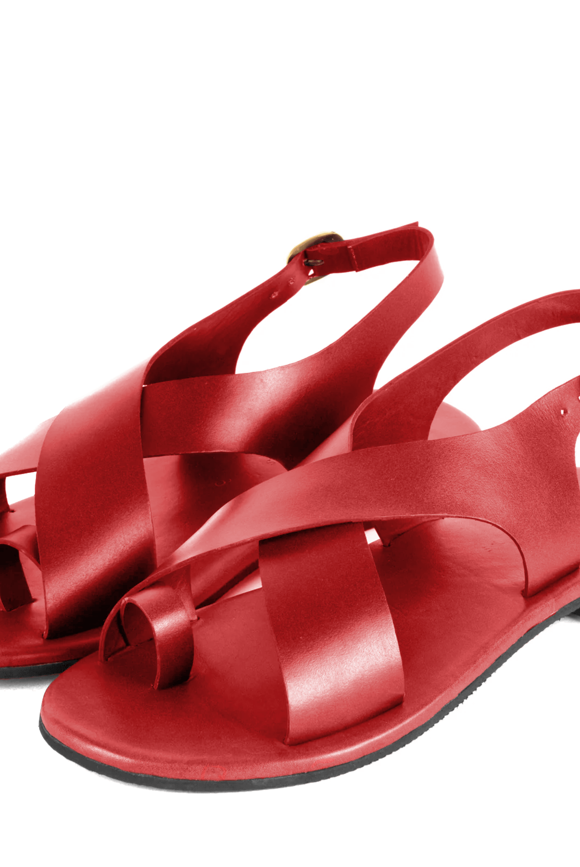 Crossover Strap Leather Women's Sandals - Cherry Red - CiceroniSandalsSlomotion