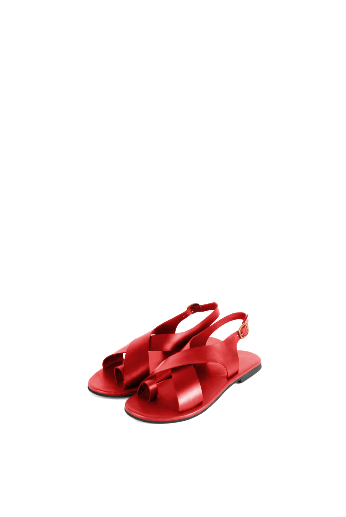 Crossover Strap Leather Women's Sandals - Cherry Red - CiceroniSandalsSlomotion
