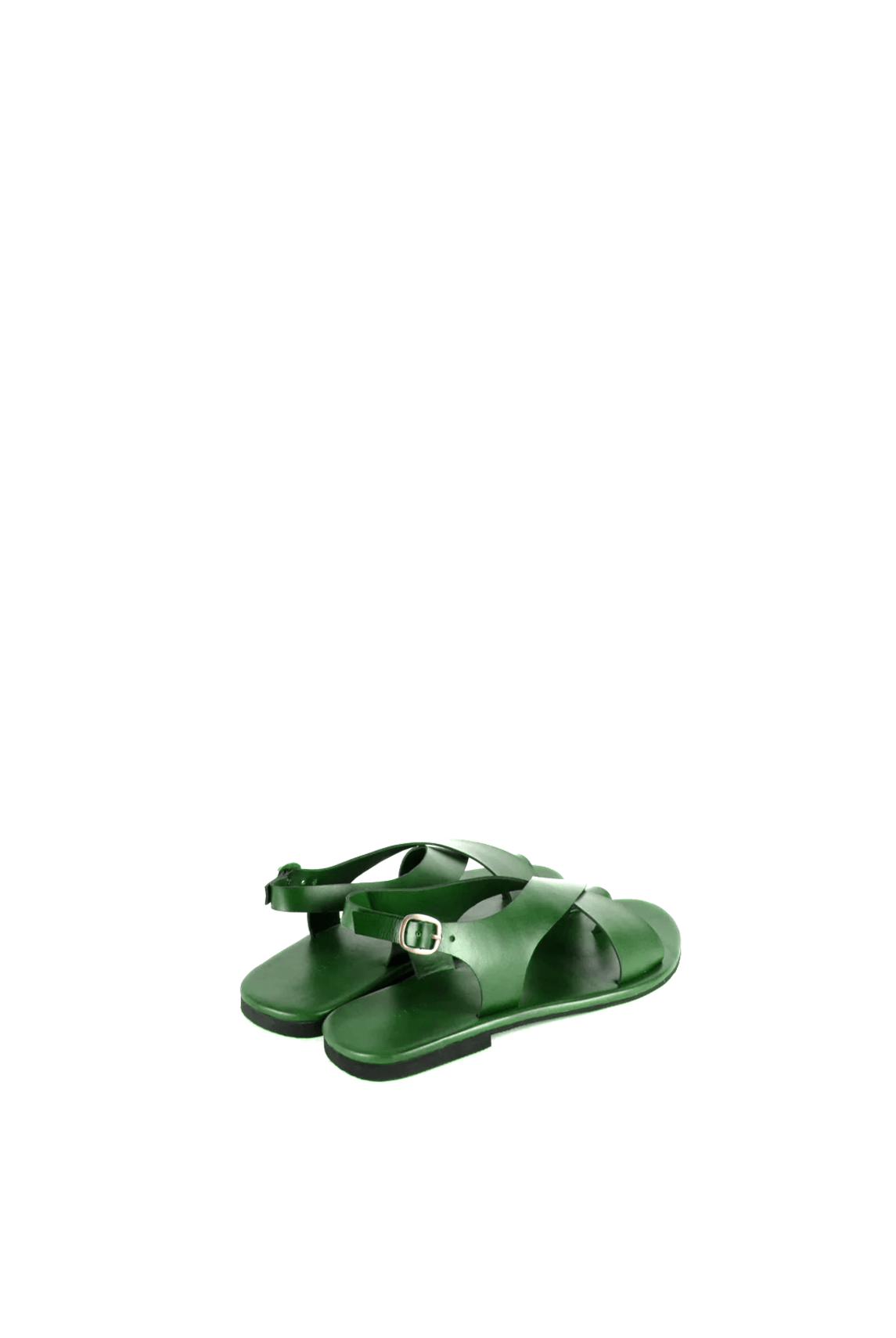 Crossover Strap Leather Women's Sandals - Green - CiceroniSandalsSlomotion