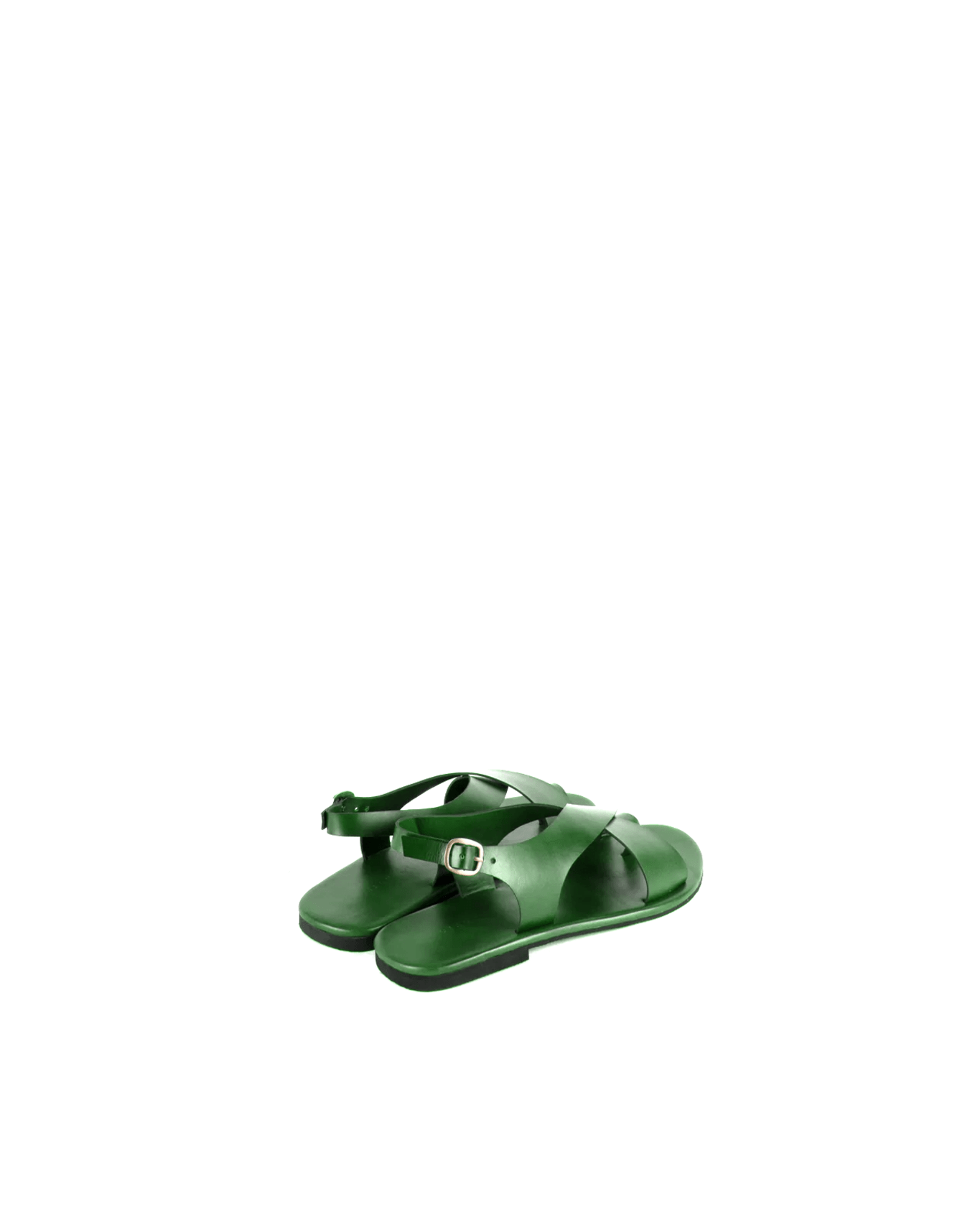 Crossover Strap Leather Women's Sandals - Green - CiceroniSandalsSlomotion