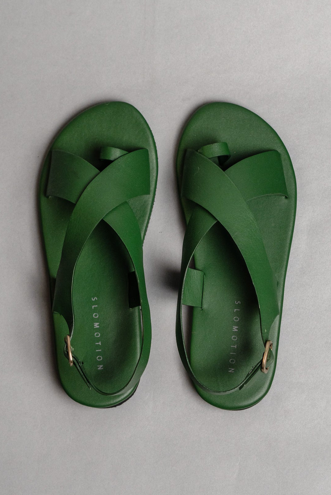 Crossover Strap Leather Women's Sandals - Green - CiceroniSandalsSlomotion