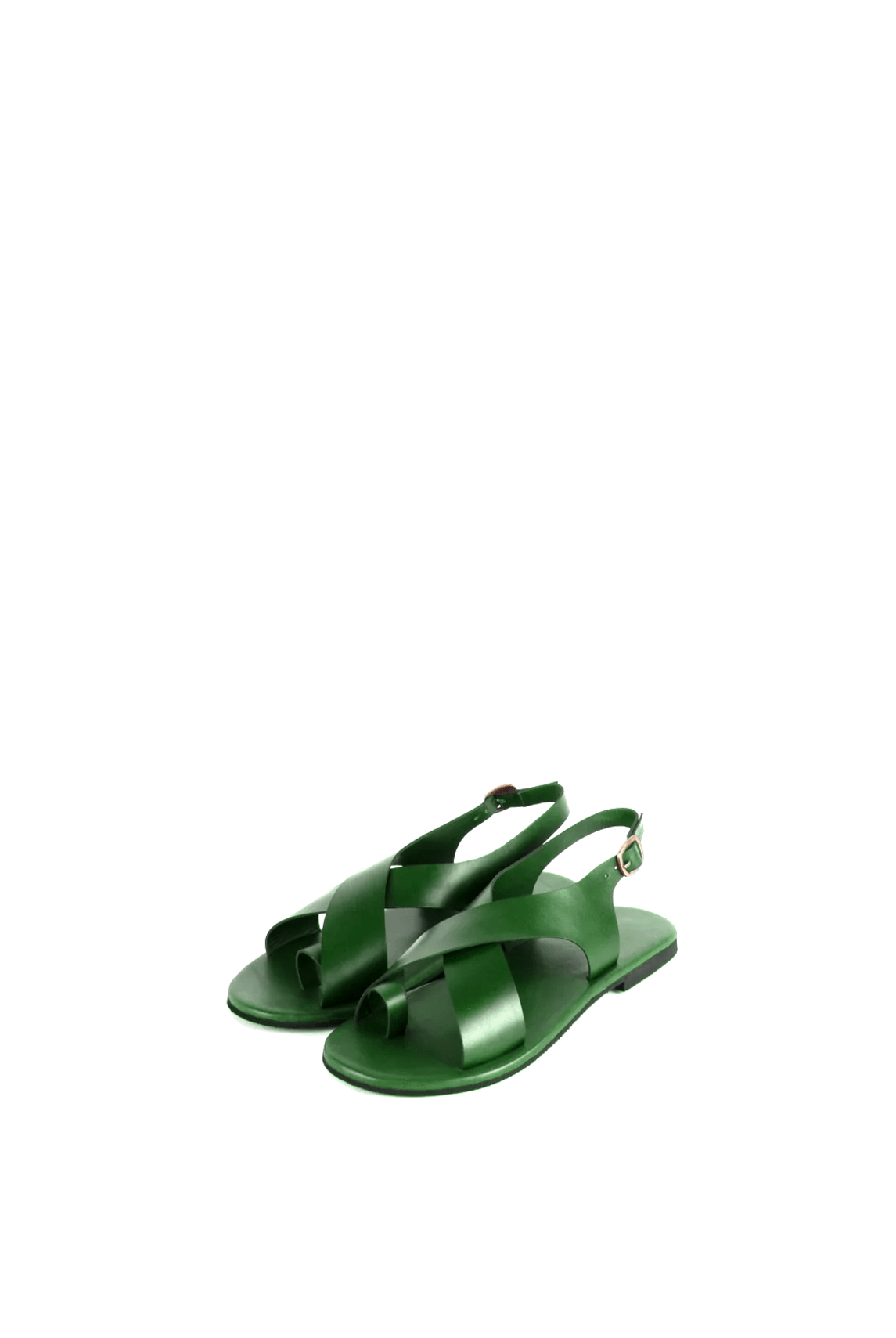 Crossover Strap Leather Women's Sandals - Green - CiceroniSandalsSlomotion
