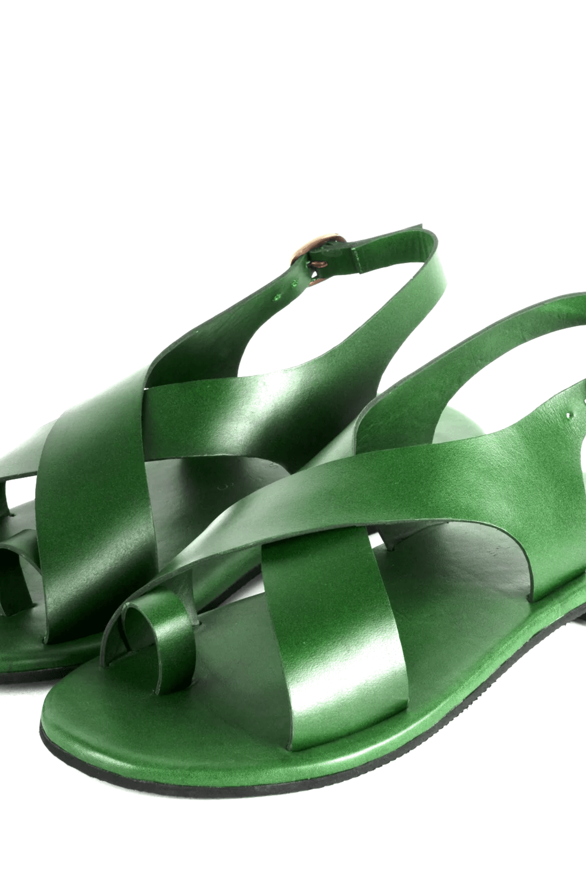 Crossover Strap Leather Women's Sandals - Green - CiceroniSandalsSlomotion