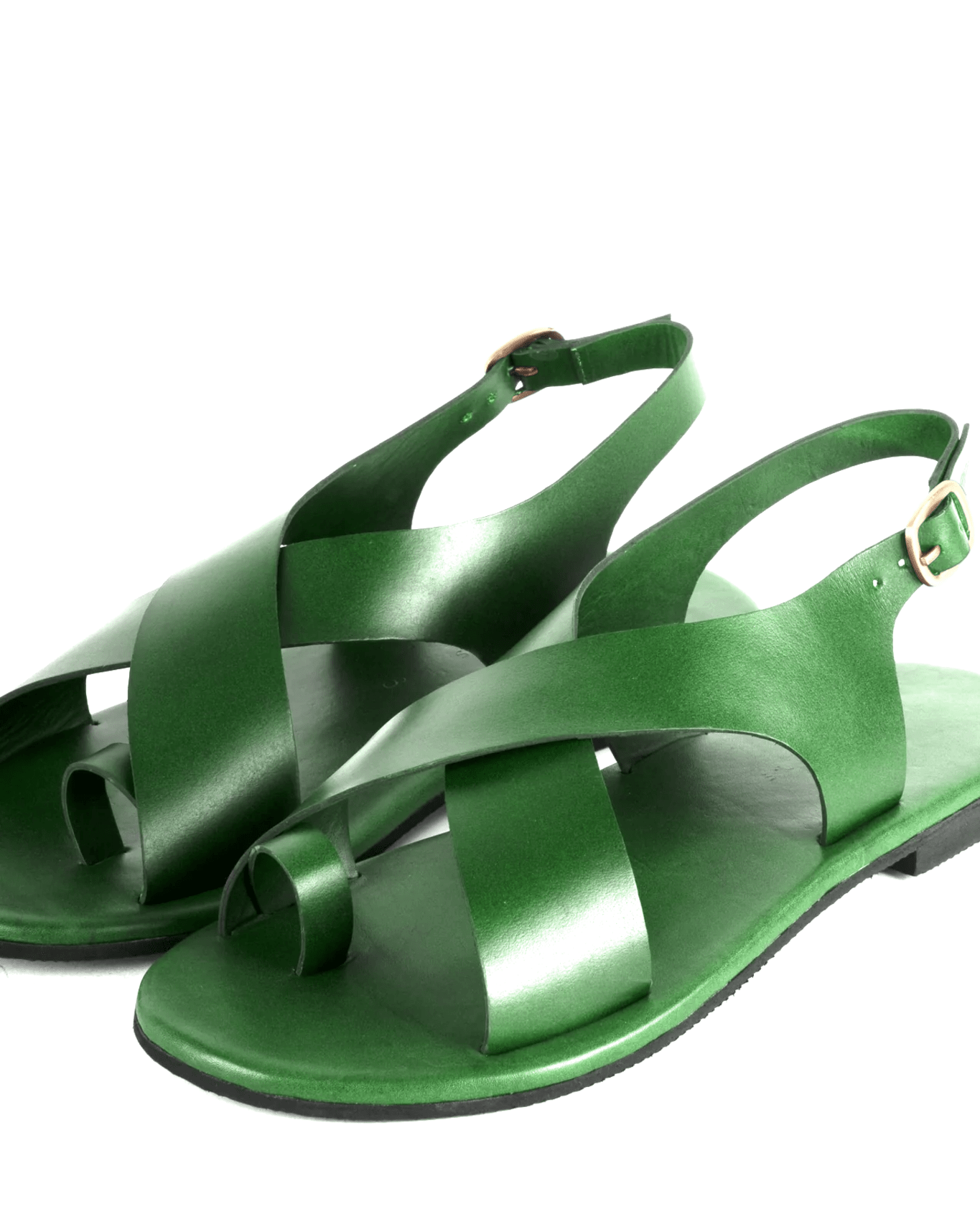 Crossover Strap Leather Women's Sandals - Green - CiceroniSandalsSlomotion