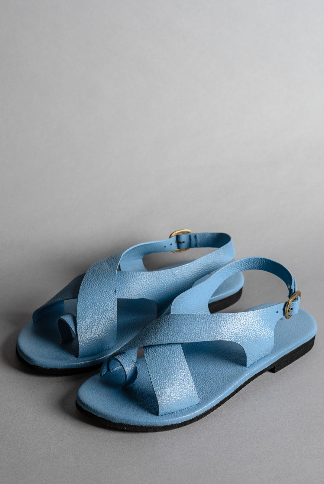 Crossover Strap Leather Women's Sandals - Sky - CiceroniSandalsSlomotion