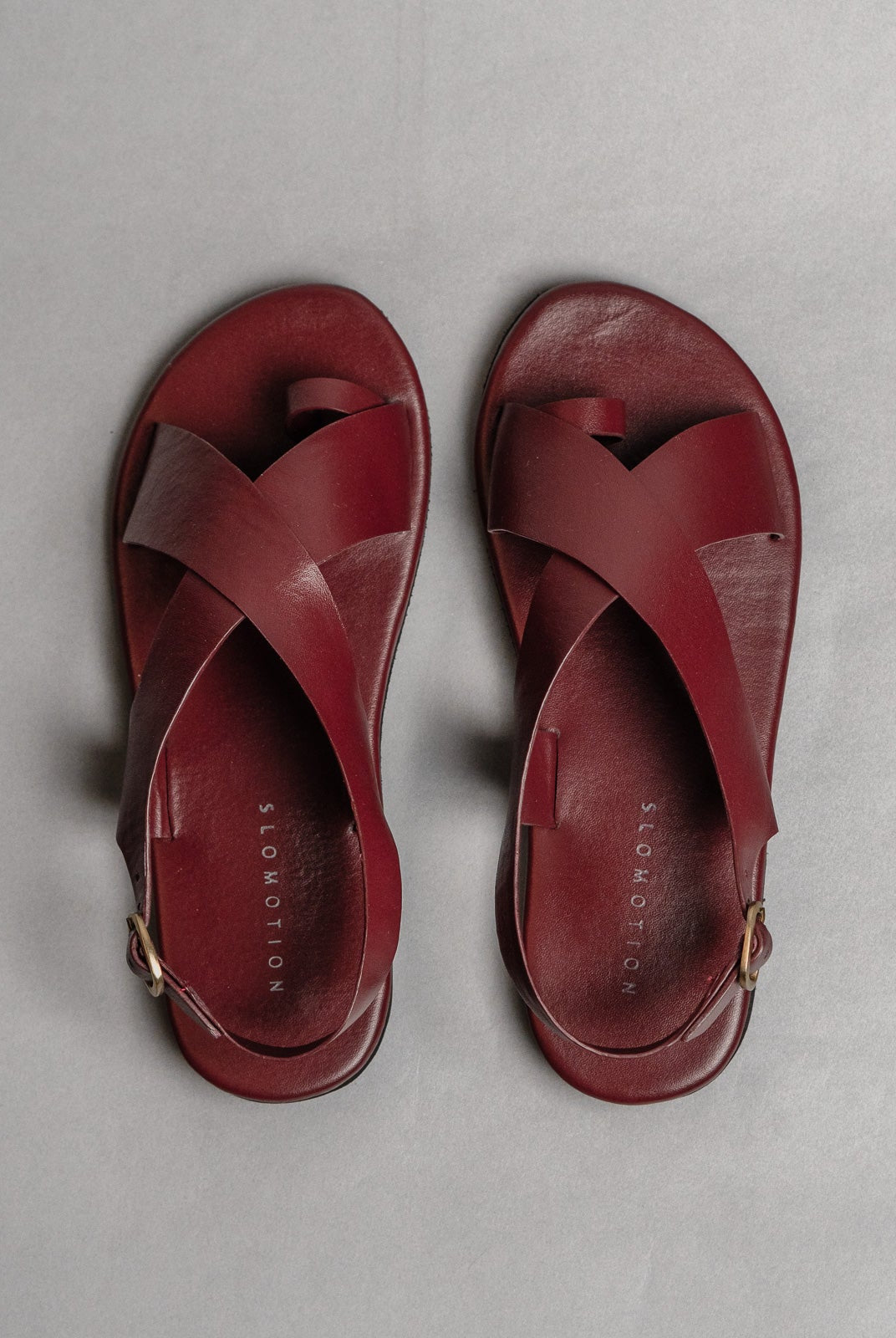Crossover Strap Leather Women's Sandals - Wine - CiceroniSandalsSlomotion