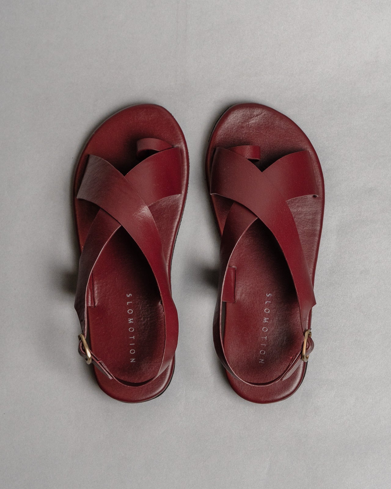 Crossover Strap Leather Women's Sandals - Wine - CiceroniSandalsSlomotion