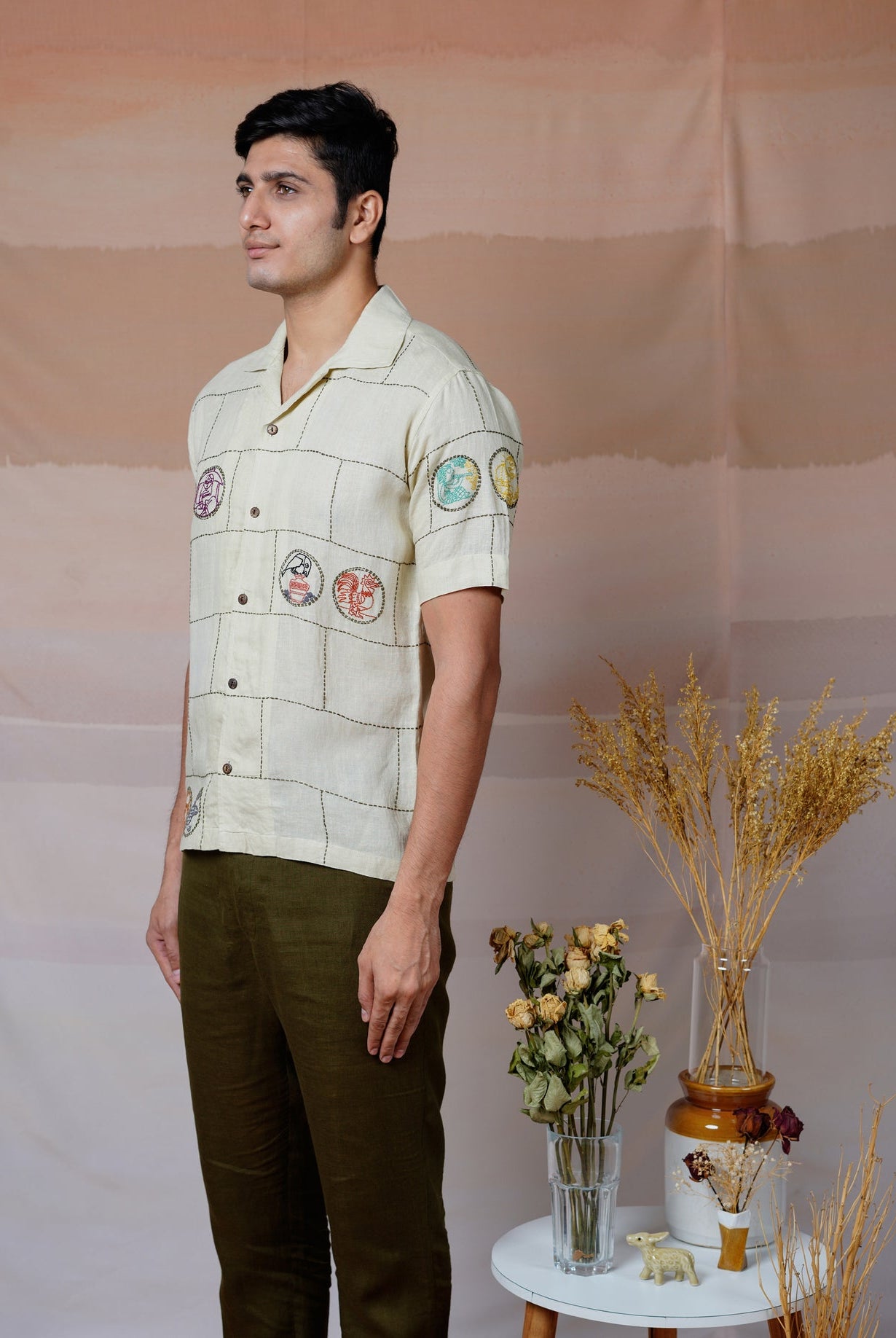 Cultural Tales - Hand Embroidered Unisex Linen Shirt - CiceroniShirtsCultura Studio