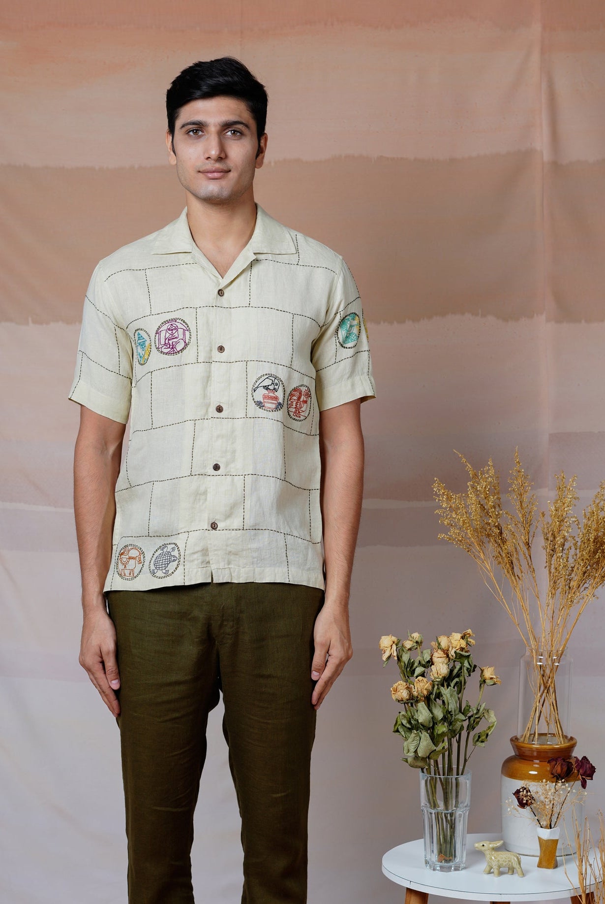 Cultural Tales - Hand Embroidered Unisex Linen Shirt - CiceroniShirtsCultura Studio