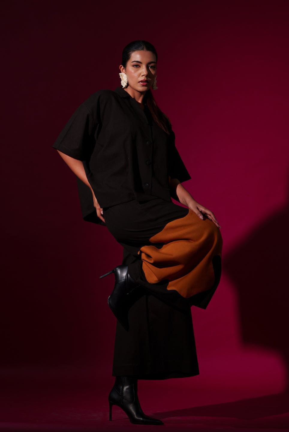 Cumin Pants in Black and Rust Orange - CiceroniPantsStoique