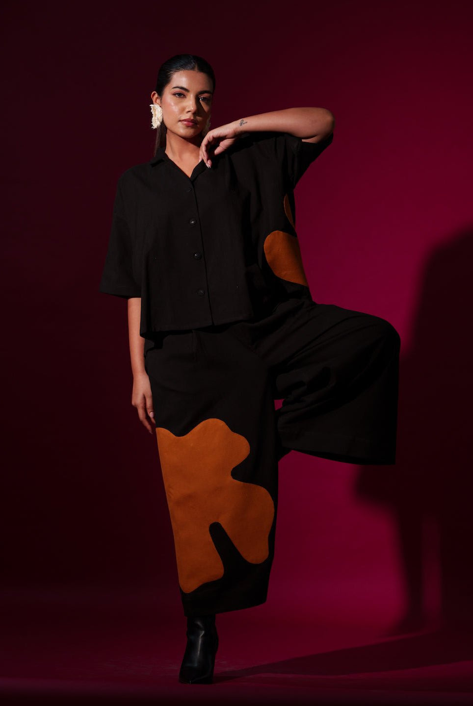 Cumin Pants in Black and Rust Orange - CiceroniPantsStoique