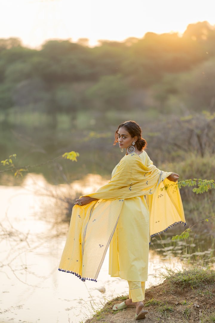 Cupcake Yellow Kurta Set with Dupatta - CiceroniKurta Set, Everyday WearMaidaan