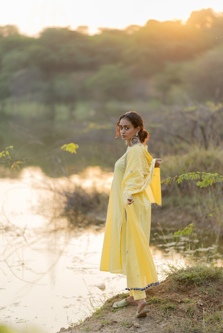 Cupcake Yellow Kurta Set with Dupatta - CiceroniKurta Set, Everyday WearMaidaan