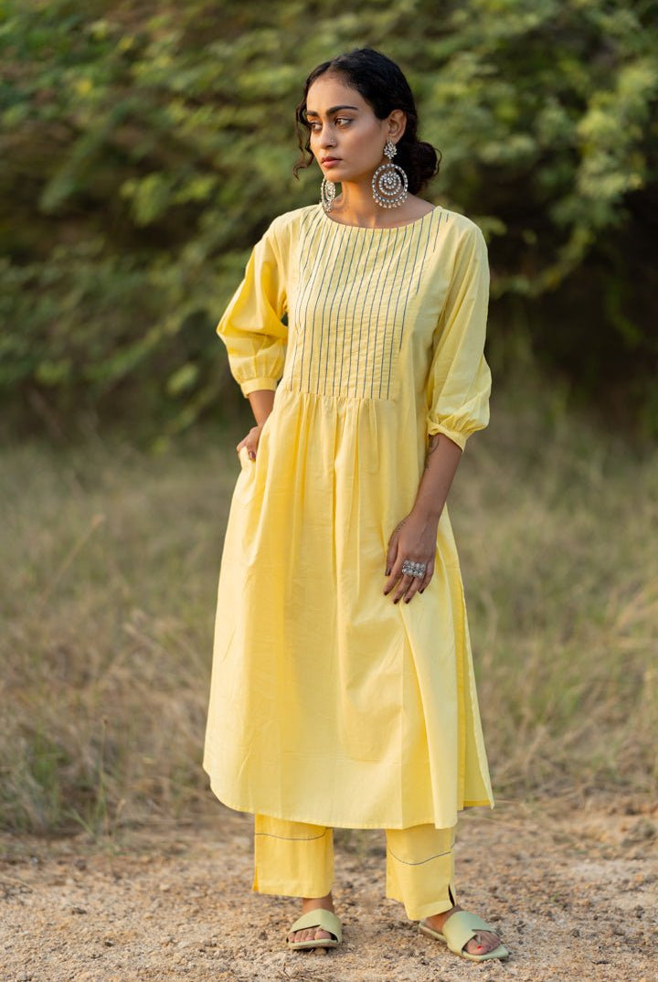 Cupcake Yellow Kurta Set with Dupatta - CiceroniKurta Set, Everyday WearMaidaan