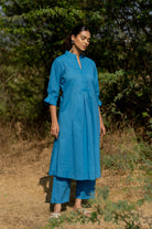 Cyan Blue Kurta Set - CiceroniKurta, Everyday WearMaidaan