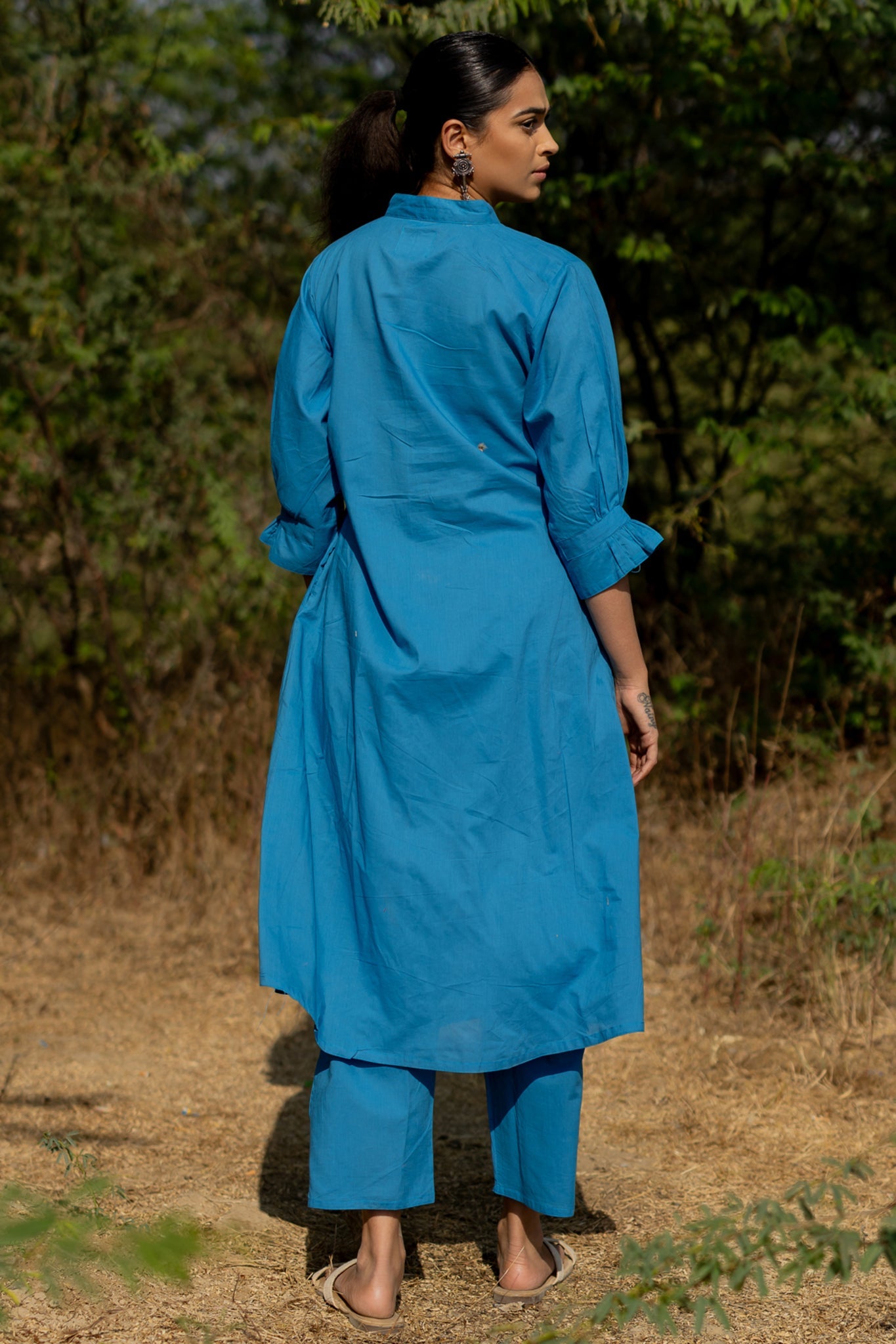 Cyan Blue Kurta Set - CiceroniKurta, Everyday WearMaidaan