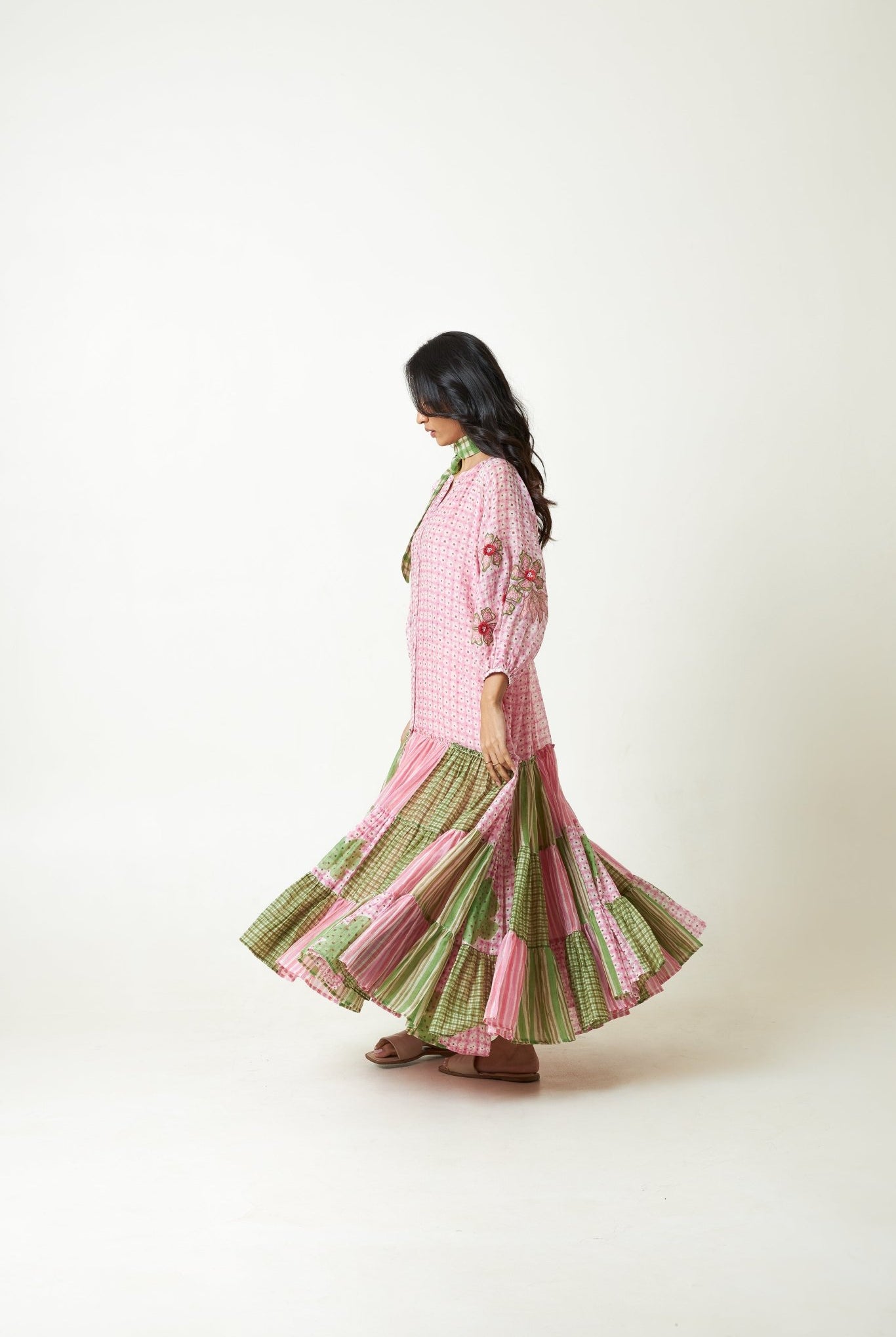 Daylily Block Printed Dress - CiceroniDressPants and Pajamas
