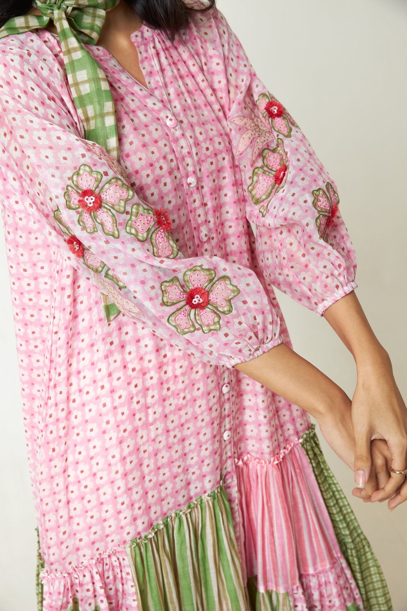 Daylily Block Printed Dress - CiceroniDressPants and Pajamas