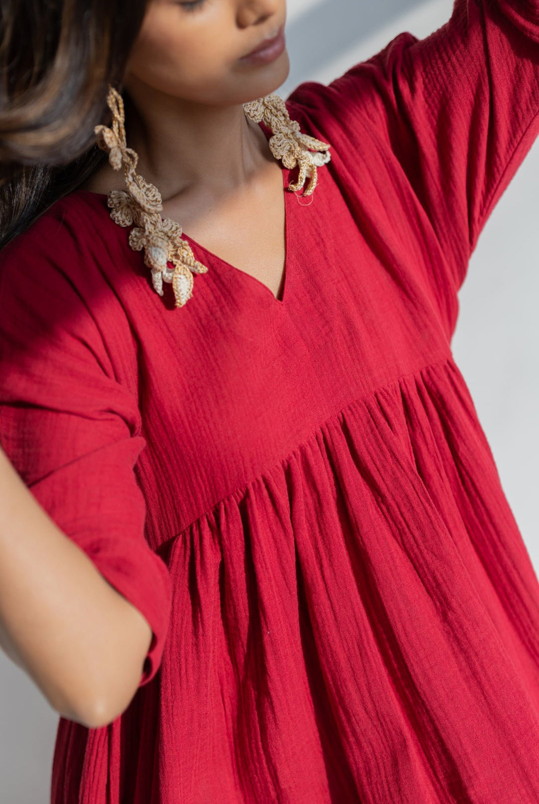 Deep Crimson Midi Dress - CiceroniDressesSilai Studio