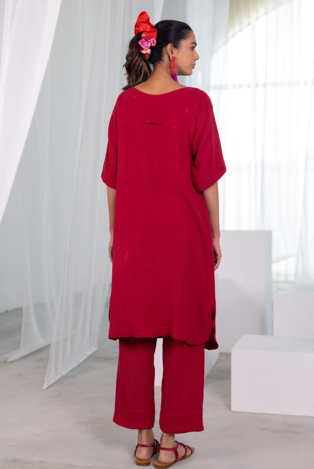 Deep Crimson Monofloral Kurta - CiceroniKurta, Everyday WearSilai Studio