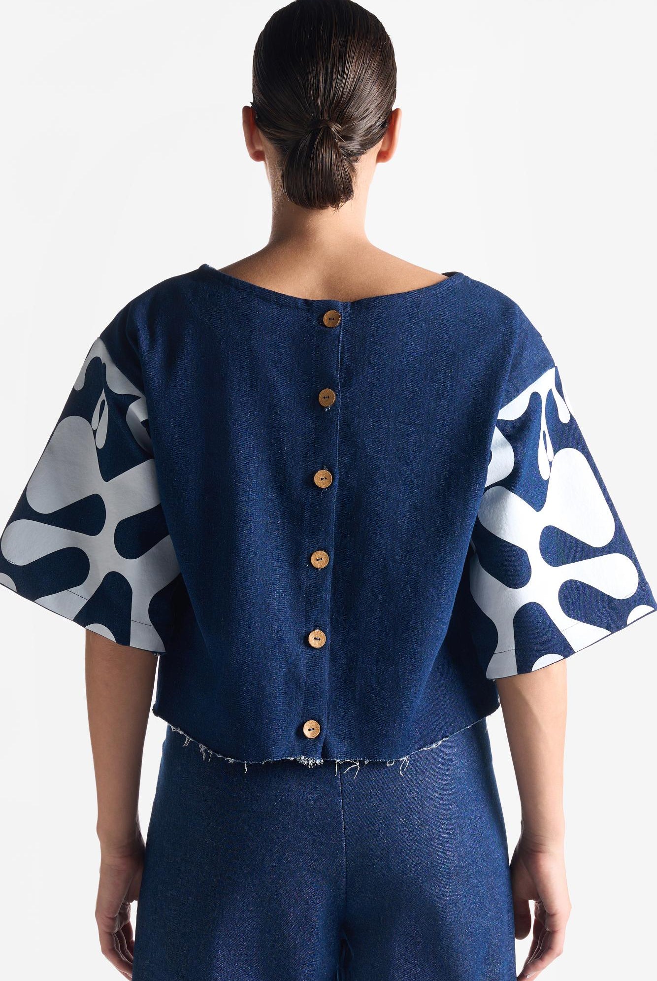 Denim Blanc Abstract Top - CiceroniTopsEkastories