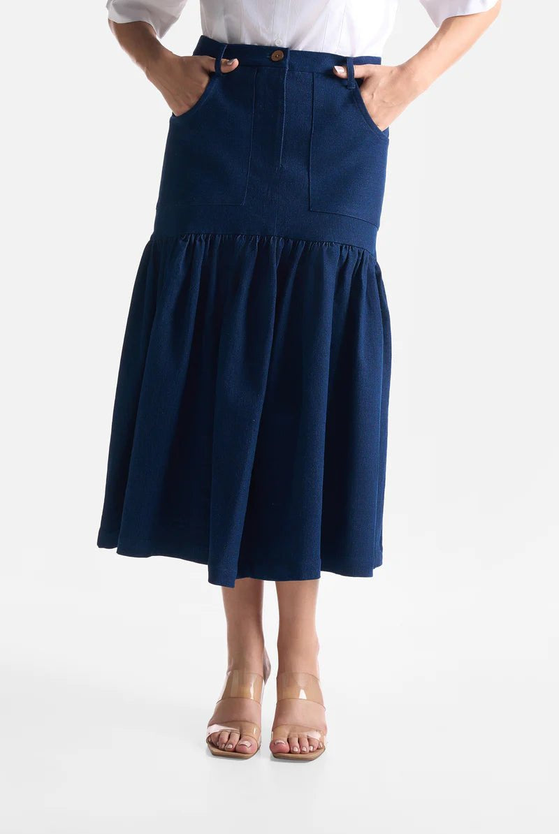 Denim Gather Skirt - CiceroniSkirtsEkastories