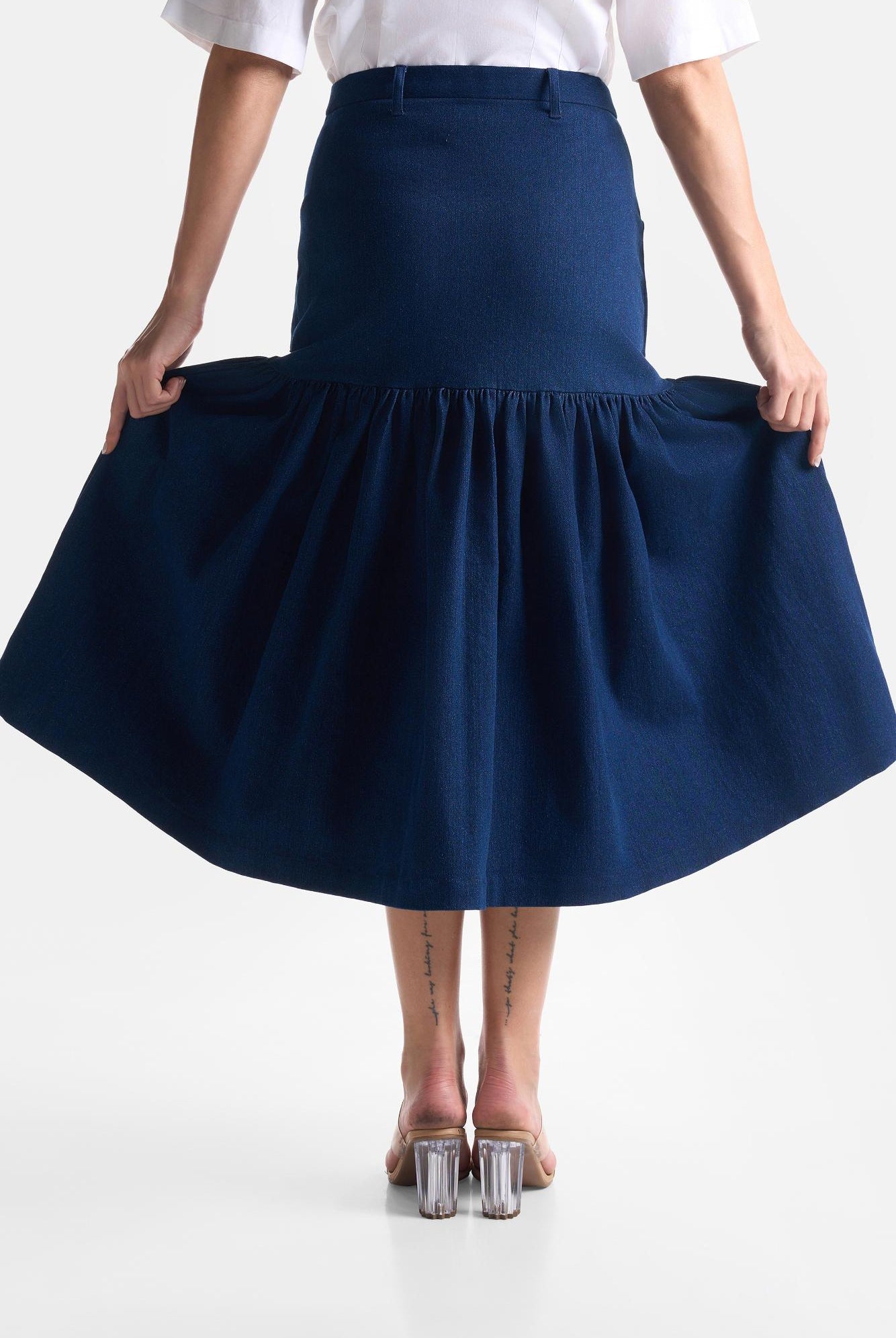 Denim Gather Skirt - CiceroniSkirtsEkastories