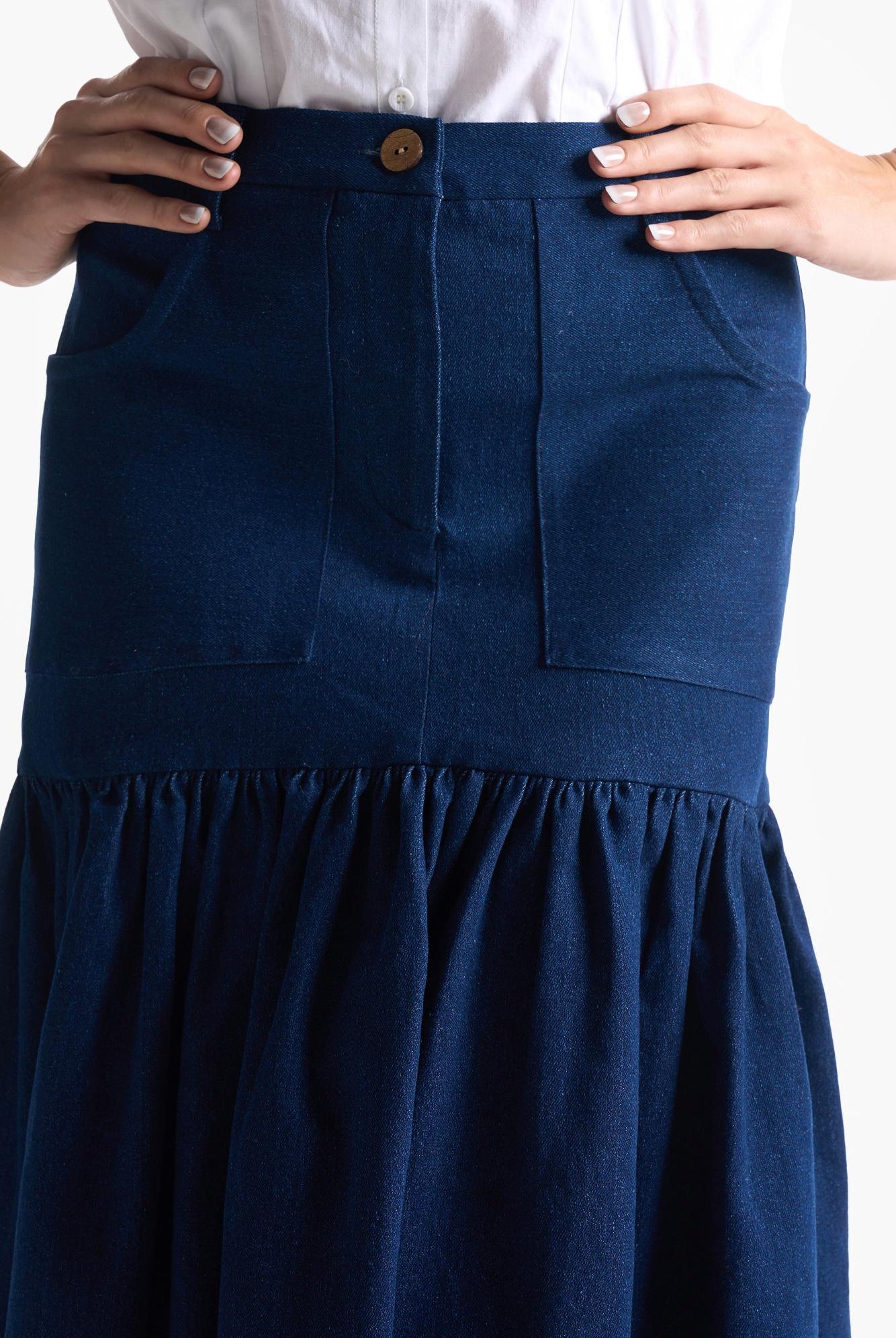Denim Gather Skirt - CiceroniSkirtsEkastories