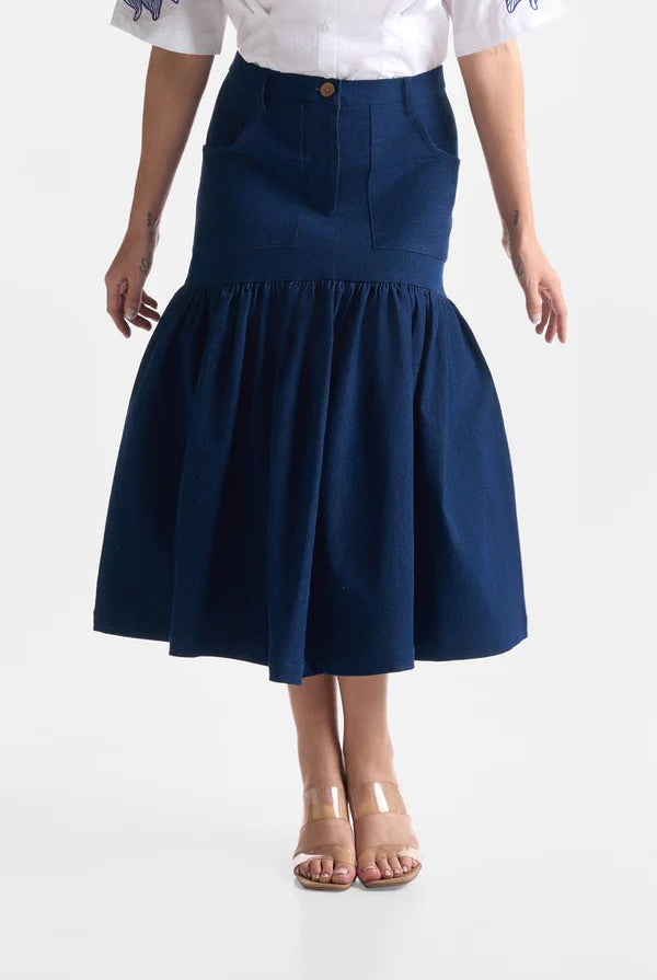 Denim Gather Skirt - CiceroniSkirtsEkastories